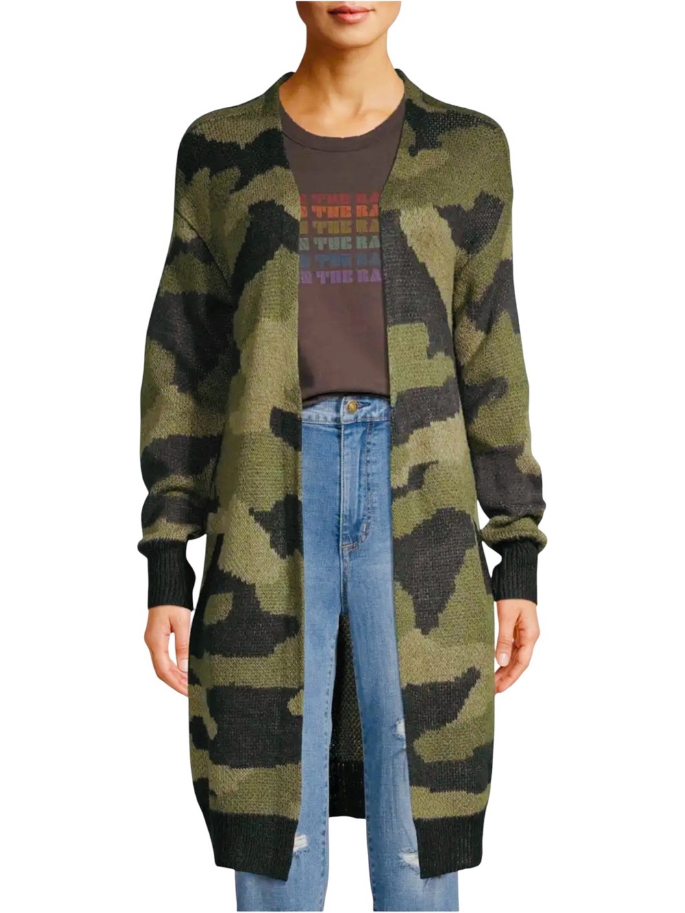 SCOOP CAMOUFLAGE LONG CARDIGAN.